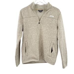 Eddie Bauer 1/4 zip Mock Neck Classic Fit fleece Pullover men's MEDIUM oatmeal